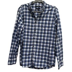 Banana Republic Men's Lux Flannel Blue Checkered Shirt